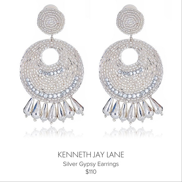 Kenneth Jay Lane Silver Beaded Statement Earrings
